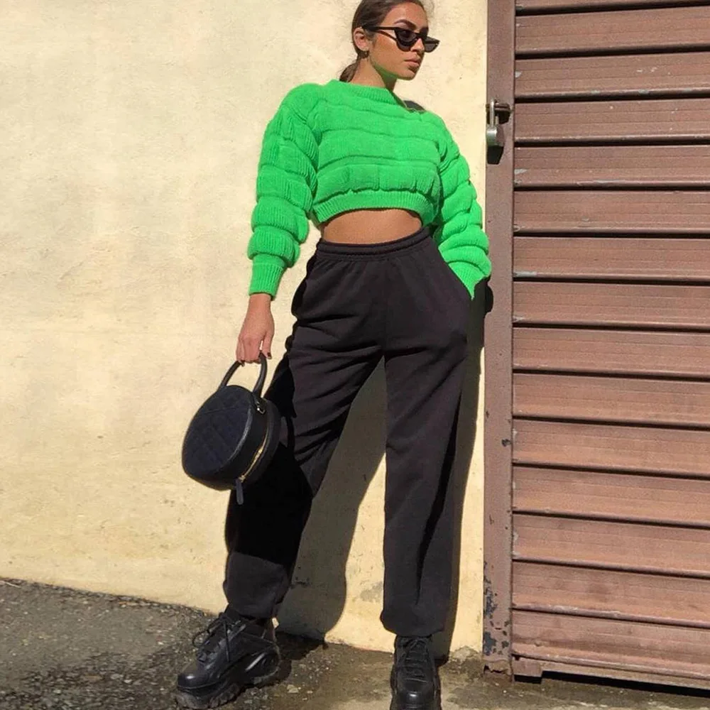 BKLD 2019 Autumn Streetwear Neon Green Long Sleeve Sweater Crop Tops Women Knitting Sweater Solid O-Neck Pullover Loose Sweater
BKLD 2019 Autumn Streetwear Neon Green Long Sleeve Sweater Crop Tops Women Knitting Sweater Solid O-Neck Pullover Loose Sweater