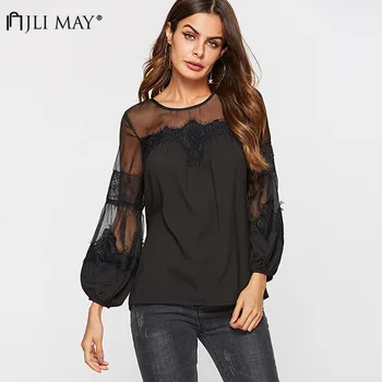 JLI MAY Long sleeve Blouses Women Shirts Sexy Chiffon Transparent Lantern Sleeve O-neck Casual Office Ladies Loose Lace Top
JLI MAY Long sleeve Blouses Women Shirts Sexy Chiffon Transparent Lantern Sleeve O-neck Casual Office Ladies Loose Lace Top