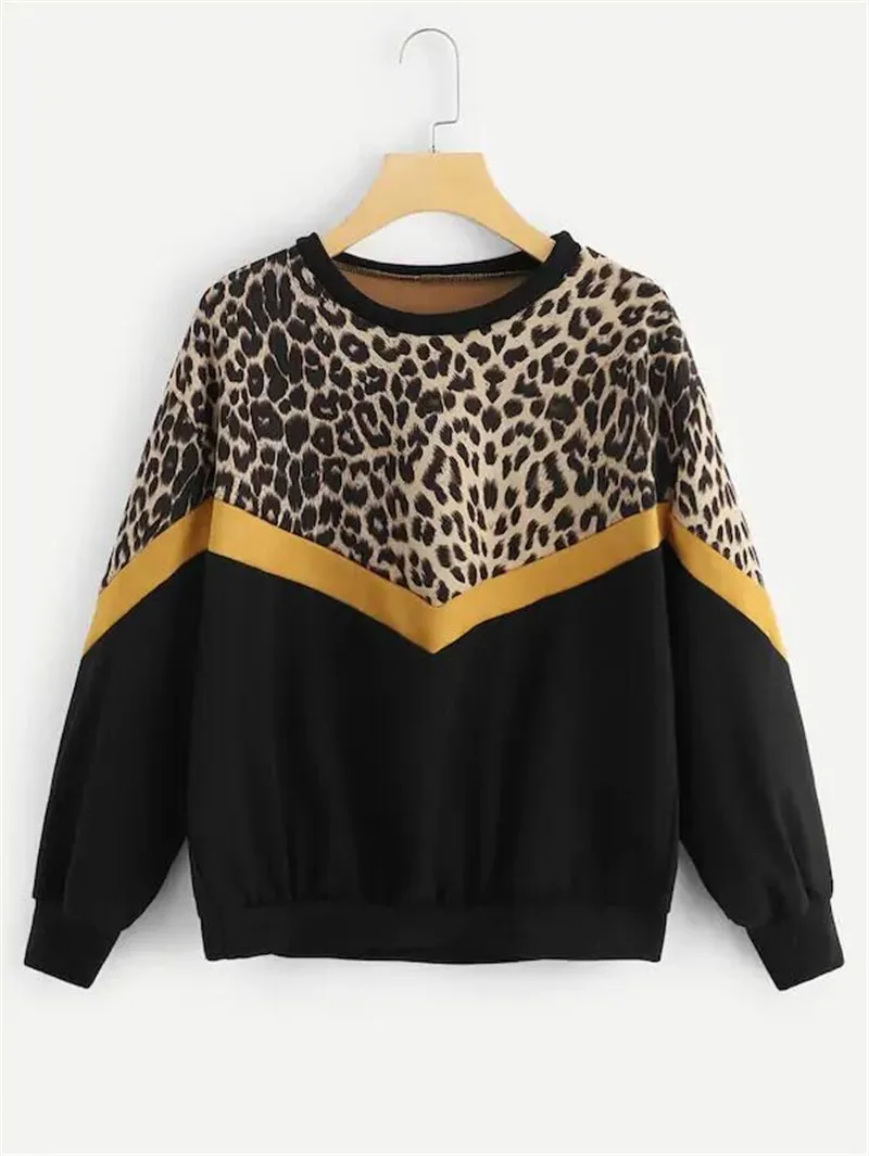 Leopard Panel Drop Shoulder Sweatshirt Long Sleeve O-Neck Pullover Tops Fashion Autumn Women Casual Sweatshirts
Leopard Panel Drop Shoulder Sweatshirt Long Sleeve O-Neck Pullover Tops Fashion Autumn Women Casual Sweatshirts
