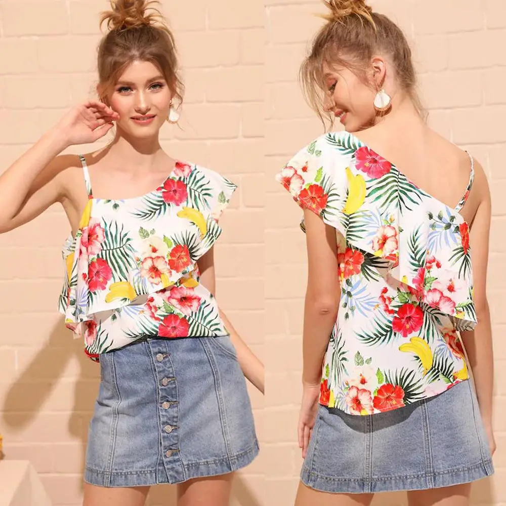 Fashion Women Boho Print One Shoulder Blouse Causal Top Shirt Blouse Summer Ladies T-Shirt Tops 2019 New hot European style q60
Fashion Women Boho Print One Shoulder Blouse Causal Top Shirt Blouse Summer Ladies T-Shirt Tops 2019 New hot European style q60