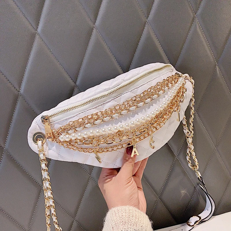 Women Luxury Waist bag Fashion Leather High-capacity Fanny pack Women New Banana bag Casual Pearl Chain Waist pack bum bag
Women Luxury Waist bag Fashion Leather High-capacity Fanny pack Women New Banana bag Casual Pearl Chain Waist pack bum bag