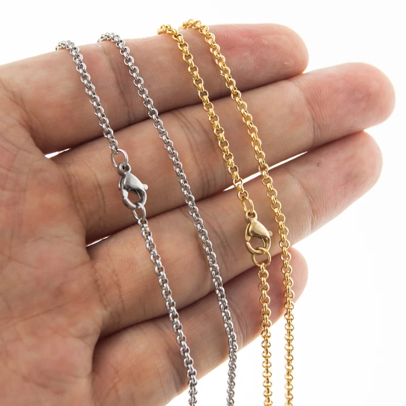 Stainless Steel 2mm Thin Rolo O Shape Chain Necklace Choker Women Gold Steel Color Chain Female Jewelry Maki Wholesale 10pcs
Stainless Steel 2mm Thin Rolo O Shape Chain Necklace Choker Women Gold Steel Color Chain Female Jewelry Maki Wholesale 10pcs