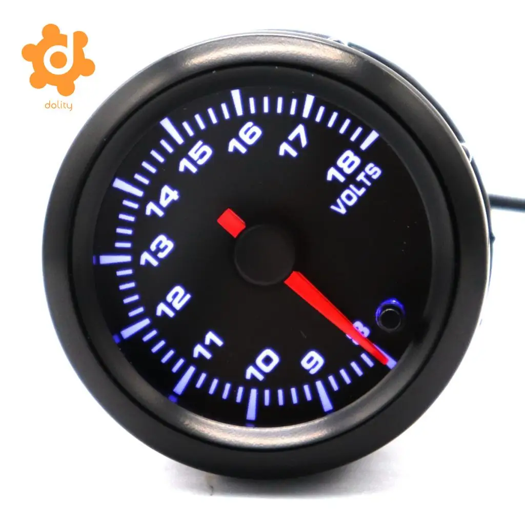 Car Motor 7 Color LED Light 52mm 8V-18V Volt Voltmeter Gauge Pointer Meter
