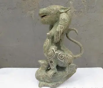 13"Chinese Folk Classical Bronze Silver-Gilt boar beast ride birds statue
13"Chinese Folk Classical Bronze Silver-Gilt boar beast ride birds statue