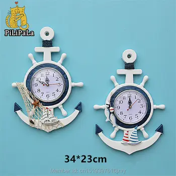 Mediterranean Style Home living room Decoration Anchor Helmsman Clock Bell Sailing Wall 34*23cm saat Clocks
Mediterranean Style Home living room Decoration Anchor Helmsman Clock Bell Sailing Wall 34*23cm saat Clocks