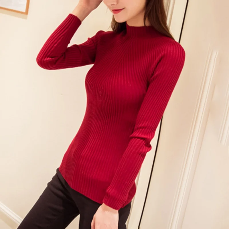 Autumn Winter New Women Sweaters Turtleneck Pullovers Long Sleeve Casual Solid Female Slim Knitted | Женская одежда