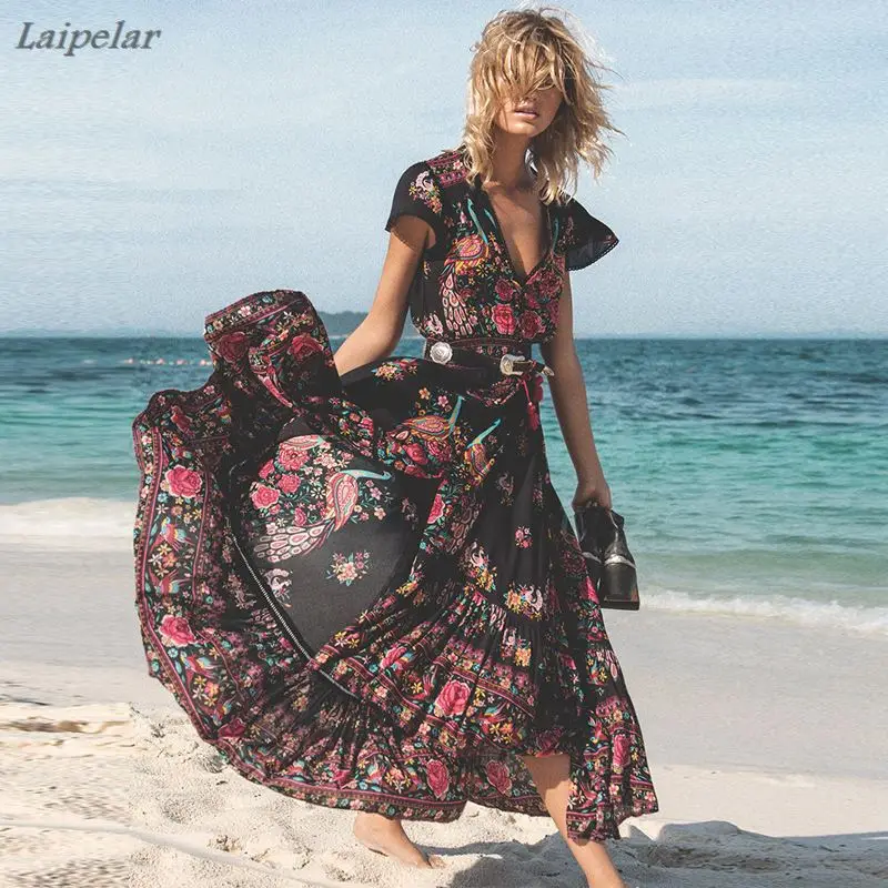 Laipelar 2018 New Women Summer Boho Beach Maxi Dress Sexy V Neck Vintage Print Long Dresses Casual Sundress Dress vestidos
Laipelar 2018 New Women Summer Boho Beach Maxi Dress Sexy V Neck Vintage Print Long Dresses Casual Sundress Dress vestidos