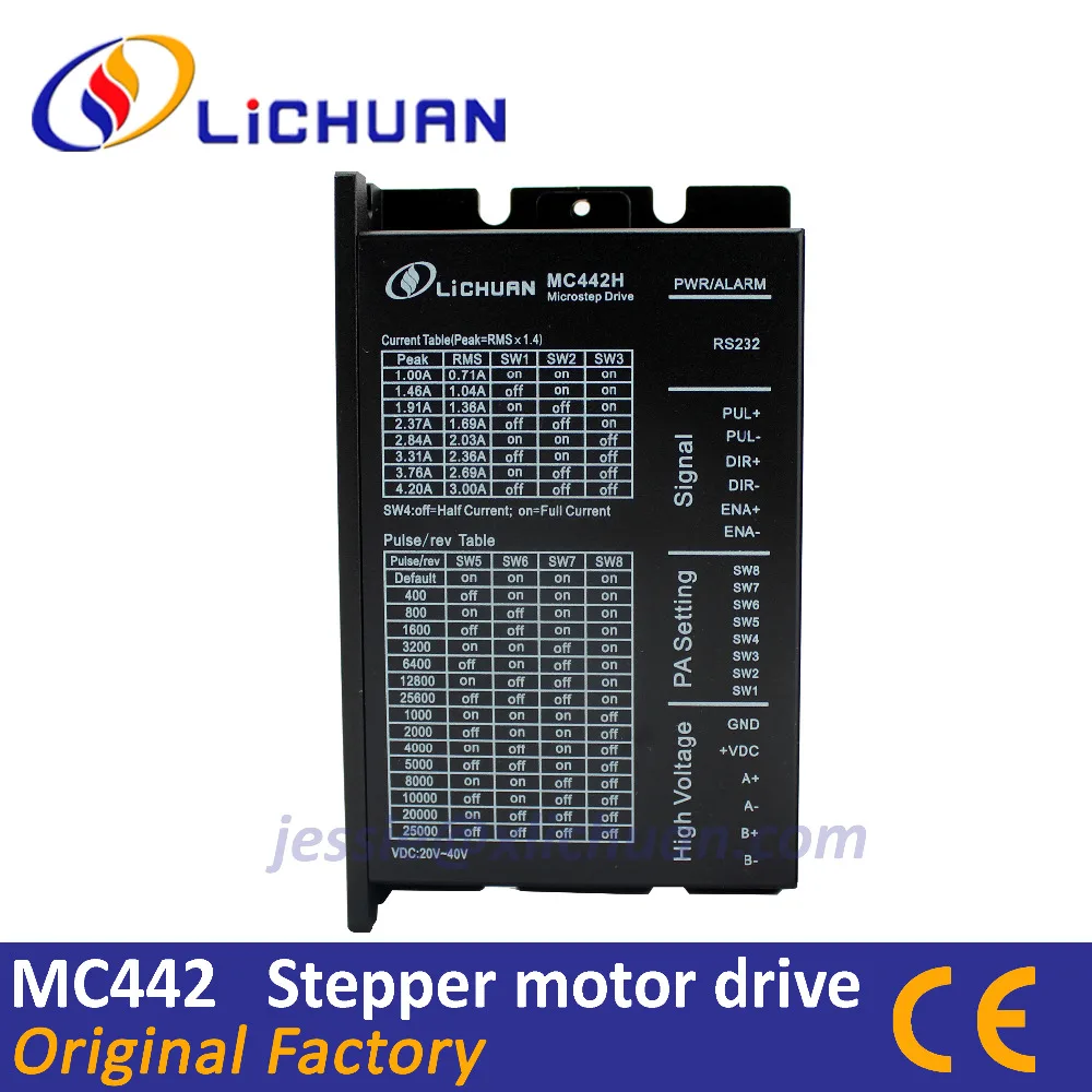 Lichuan good price digital stepper motor driver MC442 DSP fit Nema17 Nema23 CNC stepper motor system can replace leadshine DM442
Lichuan good price digital stepper motor driver MC442 DSP fit Nema17 Nema23 CNC stepper motor system can replace leadshine DM442