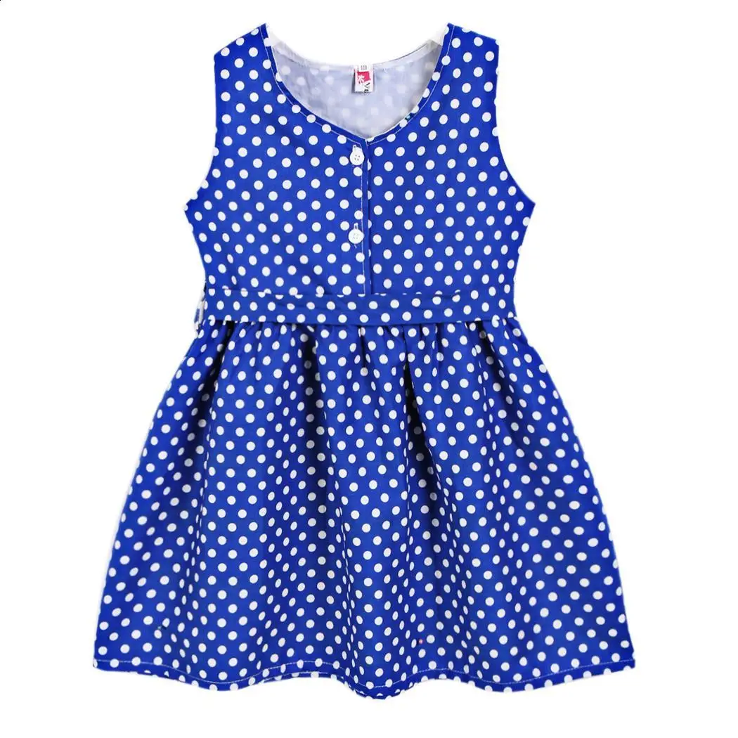 Polka Dress Girls Sundress Cute Belt Sleeveless Dot Tank with Children | Детская одежда и обувь