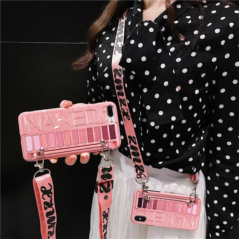 New Silicone Eye Shadow Box Shoulder strap Phone Case For iPhone XS MAX XR X 6 6S 7 8 plus Cases soft glossy phone back cover
New Silicone Eye Shadow Box Shoulder strap Phone Case For iPhone XS MAX XR X 6 6S 7 8 plus Cases soft glossy phone back cover