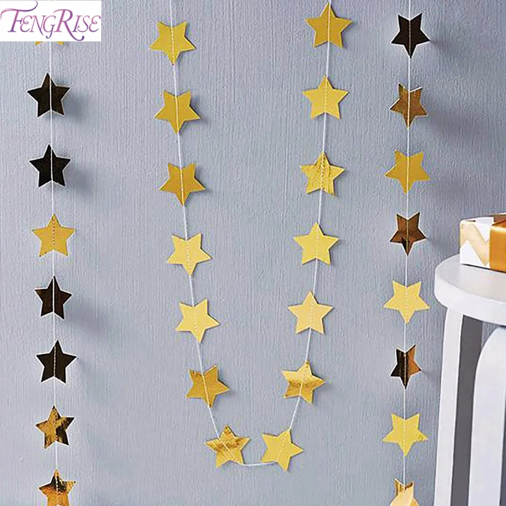 FENGRISE 4M Silver Gold Star Garland Wedding Decoration Paper Star Birthday Banner String Chain Baby Shower Party Supplies
FENGRISE 4M Silver Gold Star Garland Wedding Decoration Paper Star Birthday Banner String Chain Baby Shower Party Supplies