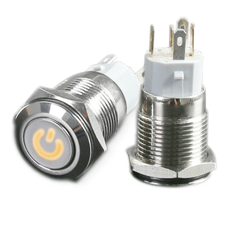 16mm metal button switch power supply self-locking circular switch waterproof switch with light yellow lamp voltage 12V
16mm metal button switch power supply self-locking circular switch waterproof switch with light yellow lamp voltage 12V