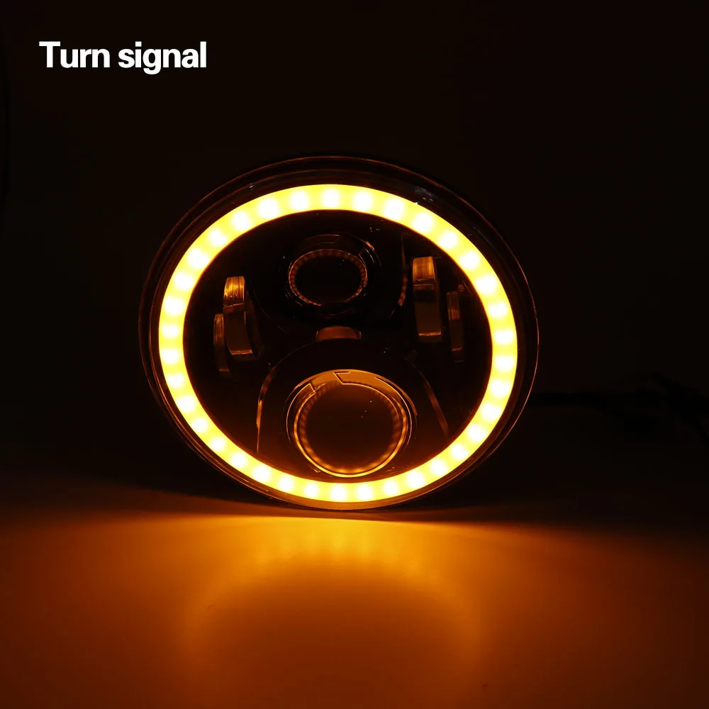 For Jeep Wrangler Jk Tj Super Bright 50W 7 Inch Round LED Headlight White Amber Turn Signal Halo Ring For Lada 4x4 urban Niva (22)