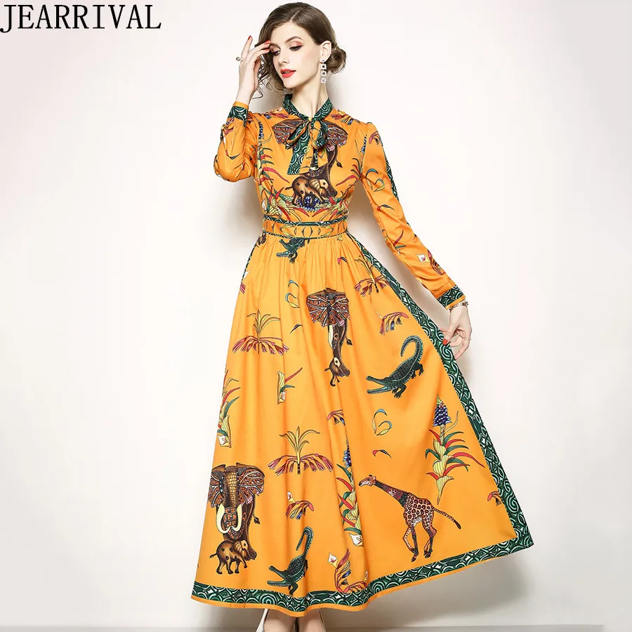 2018 Autumn Fashion Long Dresses Runway Designer Womens Bow Collar Full Sleeve Slim Casual Printed Vintage Maxi Dress Vestido
2018 Autumn Fashion Long Dresses Runway Designer Womens Bow Collar Full Sleeve Slim Casual Printed Vintage Maxi Dress Vestido