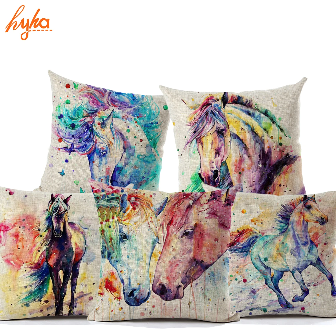 Hyha Watercolor Painting Horse Cushion Cover Cotton Linen Colorful Galloping Horse Home Decorative Pillows Cover for Sofa Animal
Hyha Watercolor Painting Horse Cushion Cover Cotton Linen Colorful Galloping Horse Home Decorative Pillows Cover for Sofa Animal