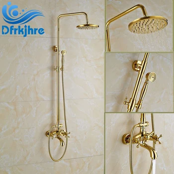 Bathroom Shower Faucet 8" Shower Head Faucet Set Golden Brass Tub Mixer Handles Shower Faucets Hand Shower Sprayer
Bathroom Shower Faucet 8" Shower Head Faucet Set Golden Brass Tub Mixer Handles Shower Faucets Hand Shower Sprayer