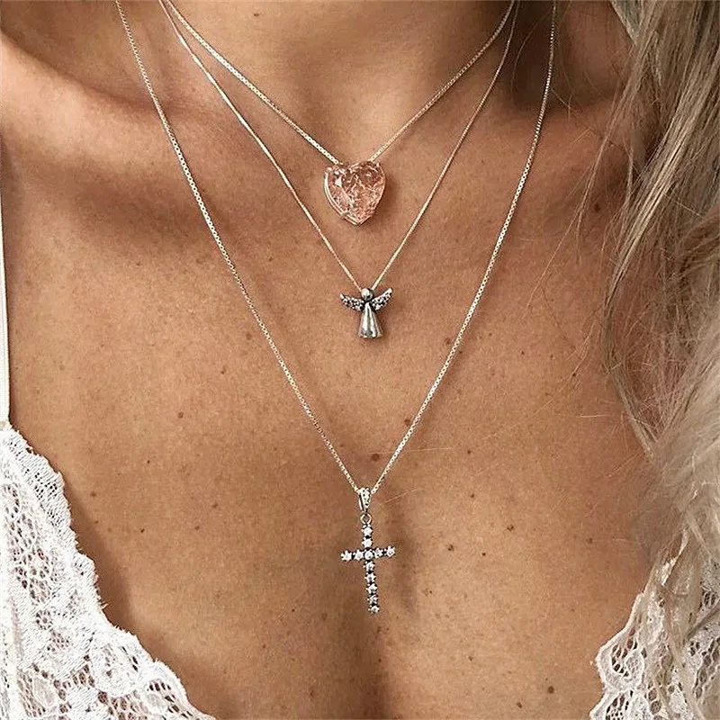 KISSWIFE Fashion Zircon Love Angel Cross Pendant Multi-layer Women's Necklace 2019 New Summer Beach Seaside Accessories Gift
KISSWIFE Fashion Zircon Love Angel Cross Pendant Multi-layer Women's Necklace 2019 New Summer Beach Seaside Accessories Gift
