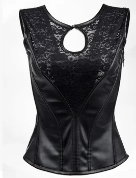Steampunk Gothic Black Lace Leather Side Zipper Corset Vest Bustier Top Punk Sexy Steel Boned Corsets Corselet Gothique Femme
Steampunk Gothic Black Lace Leather Side Zipper Corset Vest Bustier Top Punk Sexy Steel Boned Corsets Corselet Gothique Femme