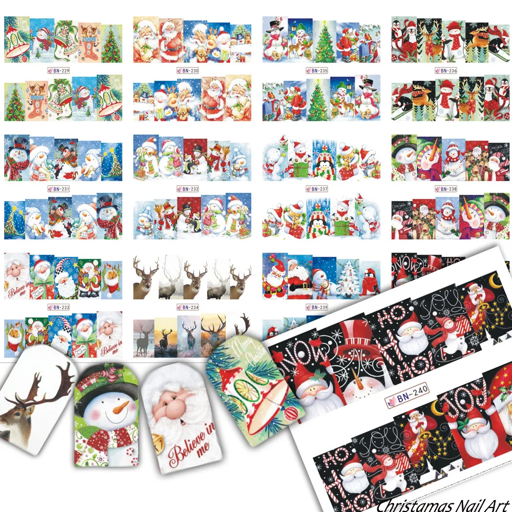 12 Designs Christmas Nail Art Water Tattoo Snowman For Stickers Decals Xmas Santa Clause Deer Full Wraps Decoration TRBN229-240
12 Designs Christmas Nail Art Water Tattoo Snowman For Stickers Decals Xmas Santa Clause Deer Full Wraps Decoration TRBN229-240
