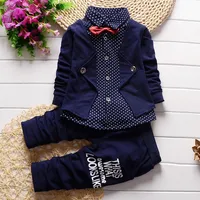 BibiCola 2017 new gentleman baby boys clothing set Children spring autumn coat + pants fake three-piece suit kids clothes suit image