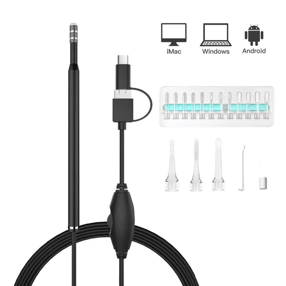 3 in 1 USB OTG Visual Ear Cleaning Endoscope Spoon Functional Diagnostic Tool Ear Cleaner Android 720P Camera Ear Pick
3 in 1 USB OTG Visual Ear Cleaning Endoscope Spoon Functional Diagnostic Tool Ear Cleaner Android 720P Camera Ear Pick
