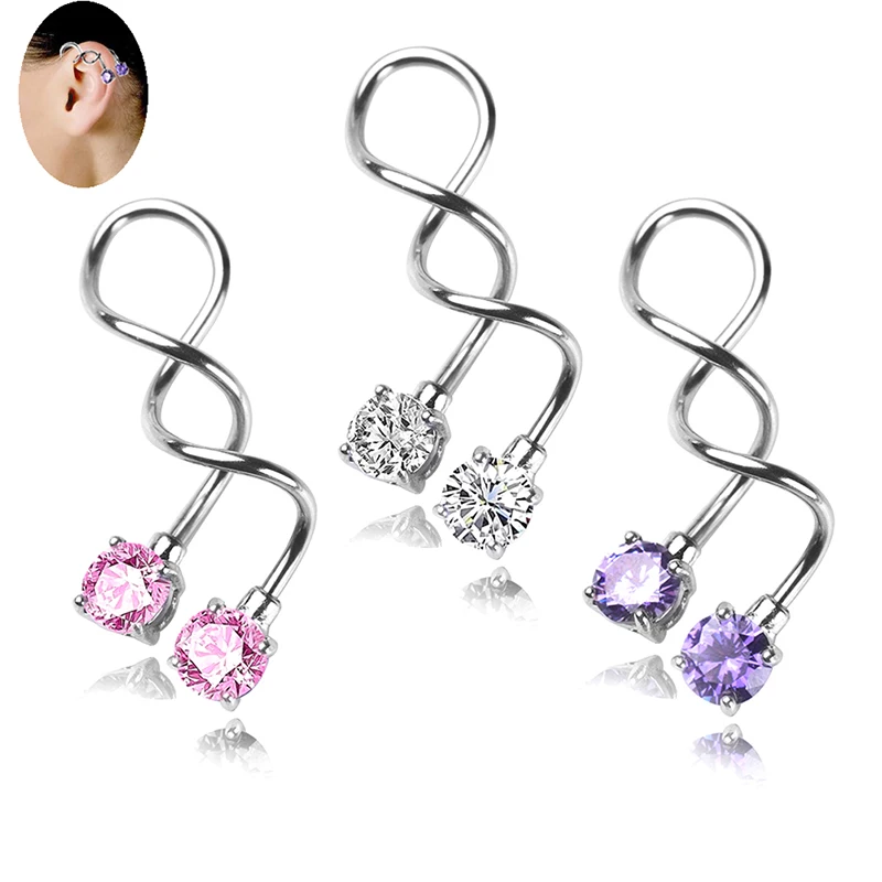 1 PC Crystal Twist Spiral Tragus Stainless Steel Ear Piercing Helix Cartilage Stud Earrings Piercing Body Jewelry
1 PC Crystal Twist Spiral Tragus Stainless Steel Ear Piercing Helix Cartilage Stud Earrings Piercing Body Jewelry