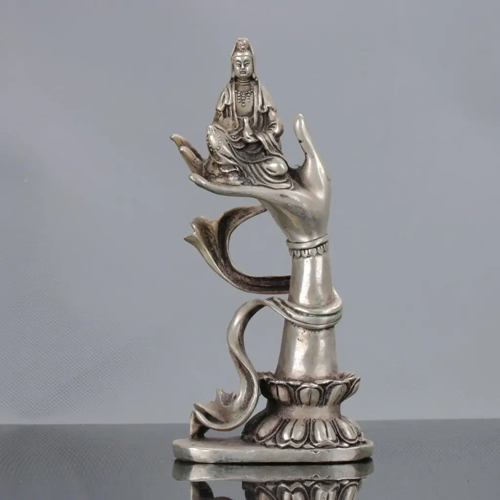 Collectible Chinese Miao Silver Hand Carved Kwan-yin Statue Qianlong Mark
Collectible Chinese Miao Silver Hand Carved Kwan-yin Statue Qianlong Mark