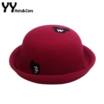 Cute Vintage Bowler Hat Children Winter Wool Fedoras Kids Round Trilby Hat Embroidery Mickey Bucket Caps Chapeu Sombrero YY60540
Cute Vintage Bowler Hat Children Winter Wool Fedoras Kids Round Trilby Hat Embroidery Mickey Bucket Caps Chapeu Sombrero YY60540