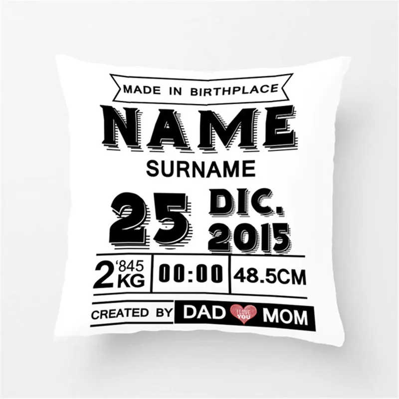 Custom Simple Kids Cushion Cover Personalized Square/Rectangle Cotton Polyester Pillow Case Birth Stats Baby Print Pillow Cover
Custom Simple Kids Cushion Cover Personalized Square/Rectangle Cotton Polyester Pillow Case Birth Stats Baby Print Pillow Cover