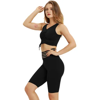 NORMOV Fitness Women Sets O Neck Sleeveless Short Tops And High Waist Elastic Mesh Patchwork Shorts Black Workout Sets Female
NORMOV Fitness Women Sets O Neck Sleeveless Short Tops And High Waist Elastic Mesh Patchwork Shorts Black Workout Sets Female