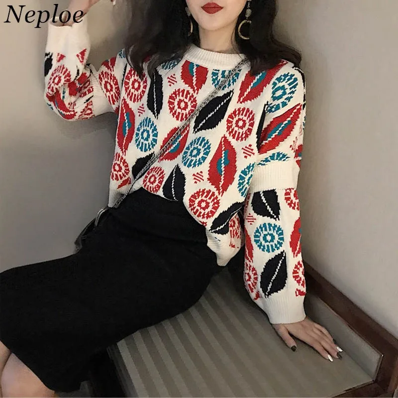 Neploe Women Clothes Vintage Leaves Knitted Sweater 2019 Female New Casual Loose Top Jumpers O-neck Pullover Pull Femme 51652
Neploe Women Clothes Vintage Leaves Knitted Sweater 2019 Female New Casual Loose Top Jumpers O-neck Pullover Pull Femme 51652