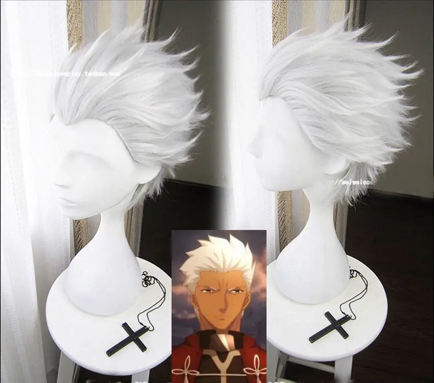 Fate Stay Night Go Extra Archer Emiya Short Silvery White Slicked-back Heat Resistant Synthetic Hair Cosplay Costume Wig + Cap
Fate Stay Night Go Extra Archer Emiya Short Silvery White Slicked-back Heat Resistant Synthetic Hair Cosplay Costume Wig + Cap