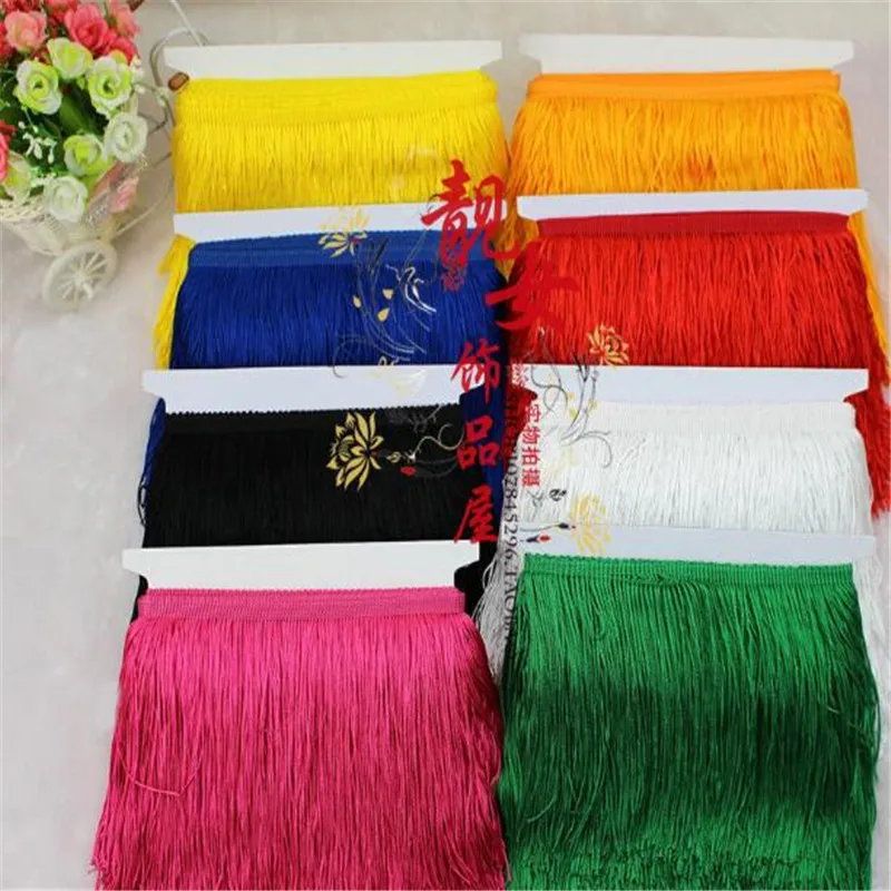 

15cm 20cm 30cm width Polyester Dense Tassel Fringe Trimming Lace curtain Latin stage dance skirts garments Accessories AG12-3