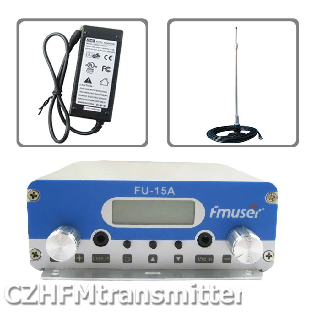 FMUSER FU-15A V1.0 FM stereo PLL broadcast transmitter+car sucker antenna+power adapter 87.5-108MHZ
FMUSER FU-15A V1.0 FM stereo PLL broadcast transmitter+car sucker antenna+power adapter 87.5-108MHZ