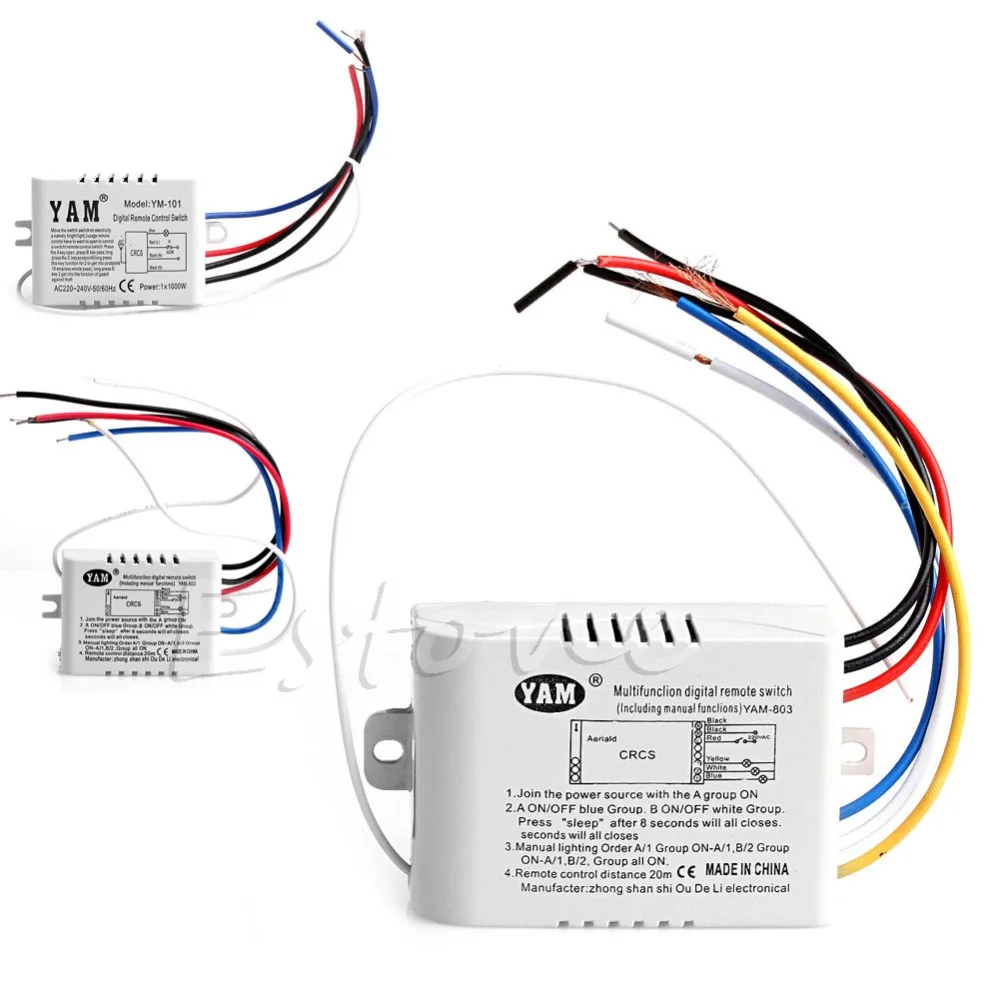 220V 1/2/3/4 Ways Wireless ON/OFF Lamp Remote Control Switch Receiver Transmitter
220V 1/2/3/4 Ways Wireless ON/OFF Lamp Remote Control Switch Receiver Transmitter