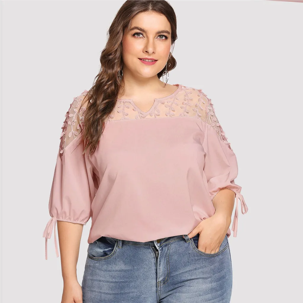 Women Blouse Chiffon Ribbons Lantern Half Sleeve Mesh Perspective Lady Top tee shirt femme Loose Plus Size camisa feminina
Women Blouse Chiffon Ribbons Lantern Half Sleeve Mesh Perspective Lady Top tee shirt femme Loose Plus Size camisa feminina