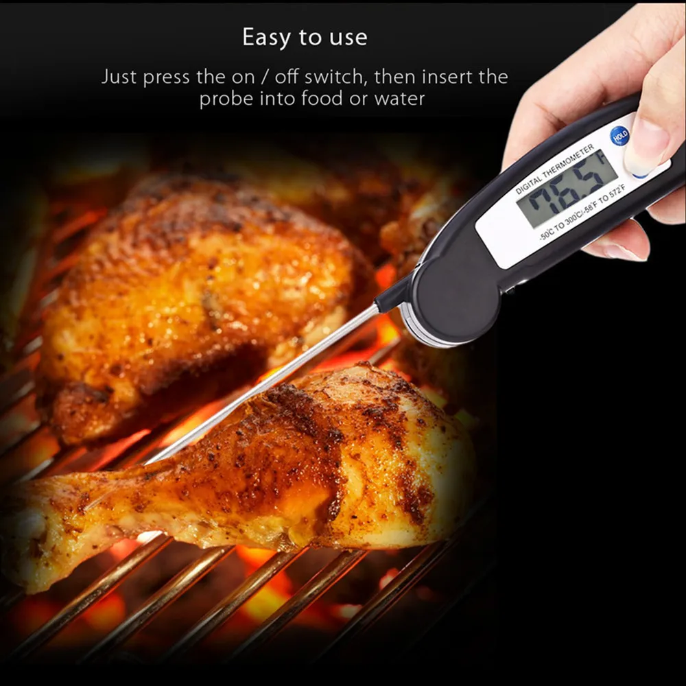 Super Fast Foldable Barbecue Digital Food BBQ Meat Thermometer LCD Display Stainless Steel Probe Cooking Tool Upgraded TS - 90
Super Fast Foldable Barbecue Digital Food BBQ Meat Thermometer LCD Display Stainless Steel Probe Cooking Tool Upgraded TS - 90