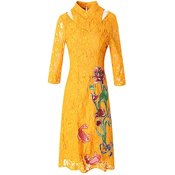 2019 Lace Dress turtleneck Female Spring Summer Models Mesh Temperament Was Thin Embroidered Long Paragraph Fashion Lady Dress
2019 Lace Dress turtleneck Female Spring Summer Models Mesh Temperament Was Thin Embroidered Long Paragraph Fashion Lady Dress