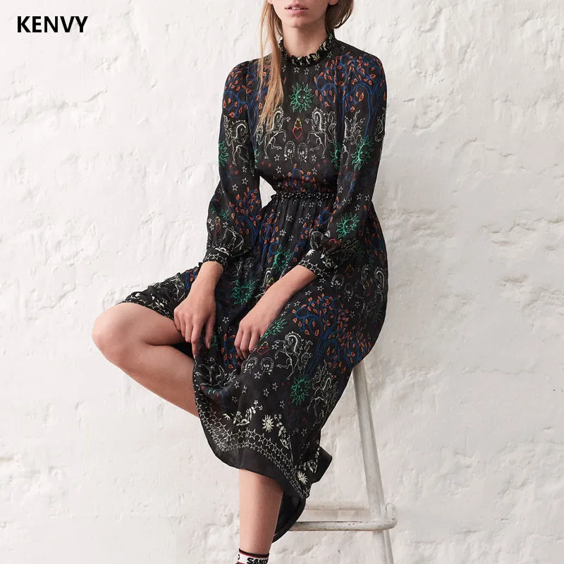 KENVY Brand Fashion Women's High-end Luxury Spring Elegant Slim Fungus Long-sleeved Floral Print Dress
KENVY Brand Fashion Women's High-end Luxury Spring Elegant Slim Fungus Long-sleeved Floral Print Dress