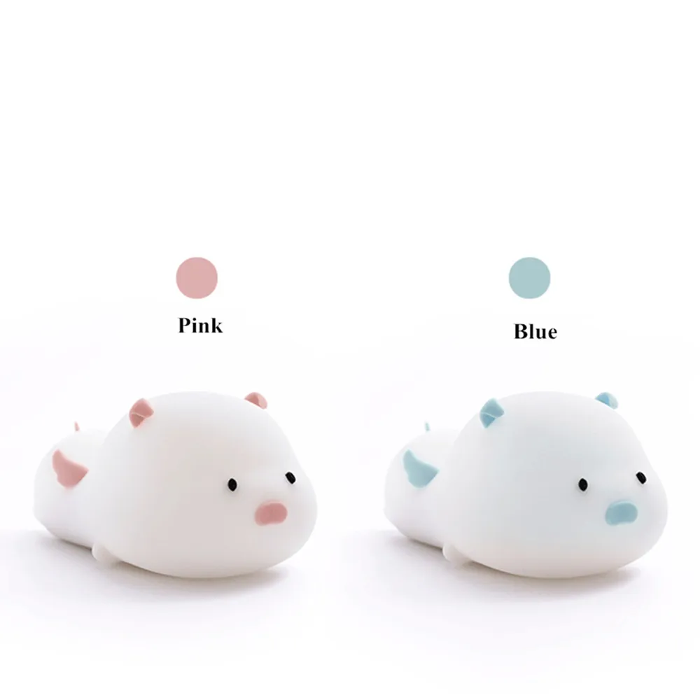 SuperNight Cute Pig LED Night Light Colorful Timing Dimmable Magnetic USB Silicone Bedroom Bedside Lamp for Children Kids Baby (22)
