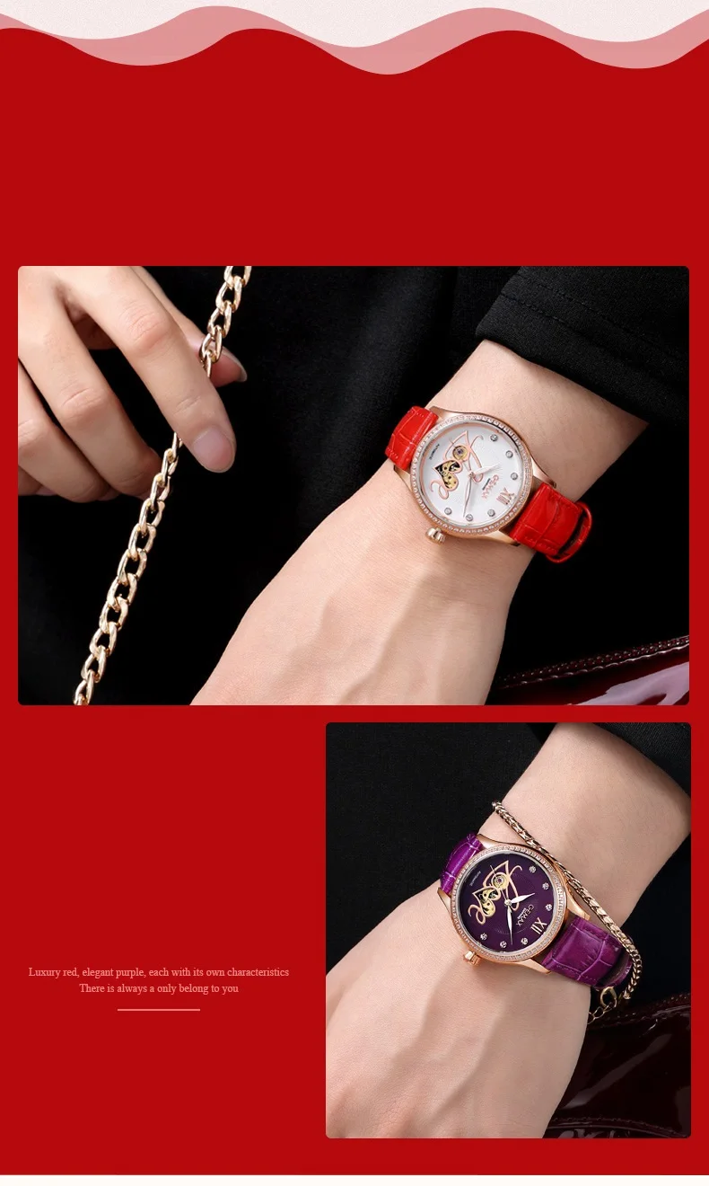 GUANQIN Watch Women Luxury Automatic Watches LOVE Shape MIYOTA Mechanical Movement Purple Sapphire 50 m Waterproof Leather Clock (8)