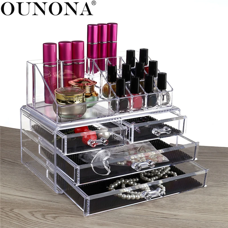OUNONA 4-Drawer Cosmetic Organizer Makeup Organizer Storage Box Holder Acrylic Makeup Drawer Organizer Box
OUNONA 4-Drawer Cosmetic Organizer Makeup Organizer Storage Box Holder Acrylic Makeup Drawer Organizer Box