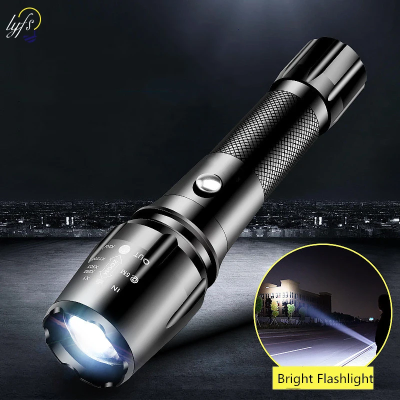 T6 Led Flashlight Ultra Bright Torch Camping Light Rechargeable Telescopic Zoom Bicycle Light Use 18650 Battery
T6 Led Flashlight Ultra Bright Torch Camping Light Rechargeable Telescopic Zoom Bicycle Light Use 18650 Battery