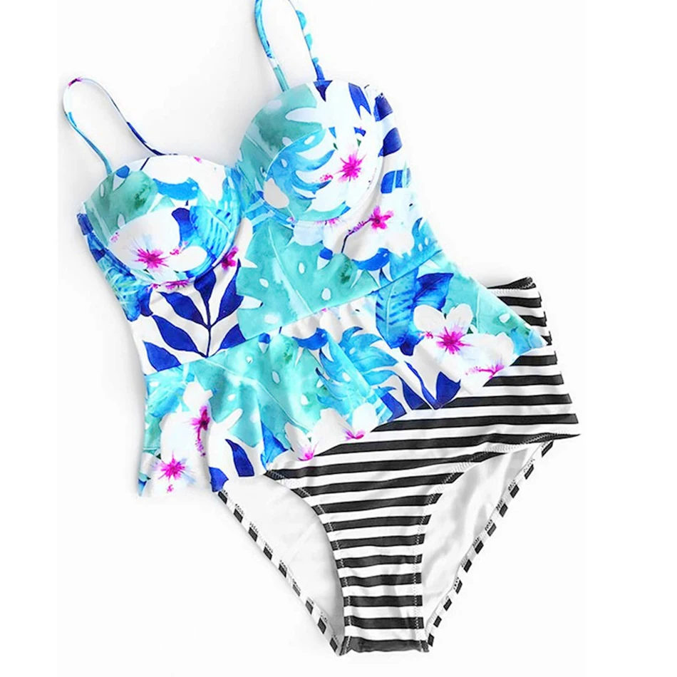 2018 New Style Swimsuit Women Push Up Bathing Suit sexy High Waist Swimwear Ruffled Swimming Suits Brazilian Beach Wear XL 128