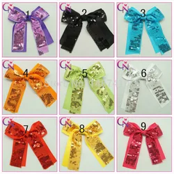 New Fashion 6" Sequins And Grosgrain Ribbon Two Layers Cheer Bows With Alligator Clip Cheerleading Bows Hair Accessories