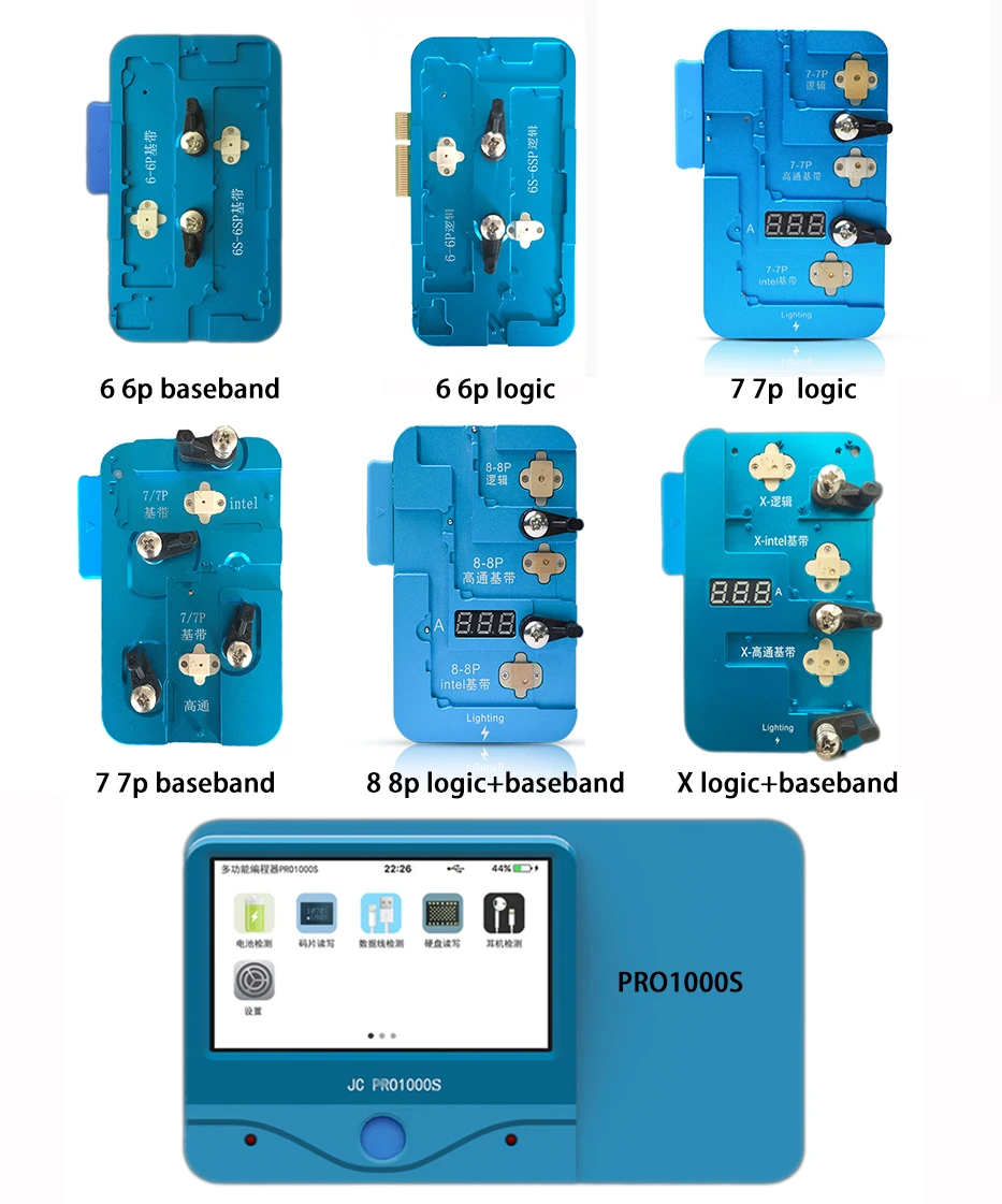 JC PRO1000S Logic Baseband EEPROM IC Chip Programmer EEPROM IC Read Write Repair Tool for iPhone X 8G 8P 7 7P 6 6Plus
JC PRO1000S Logic Baseband EEPROM IC Chip Programmer EEPROM IC Read Write Repair Tool for iPhone X 8G 8P 7 7P 6 6Plus
