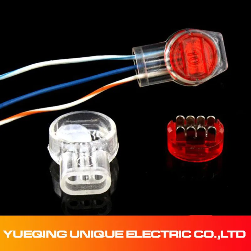 Data Phone Wire Butt Splice 3 Ports UR Connectors Red Clear