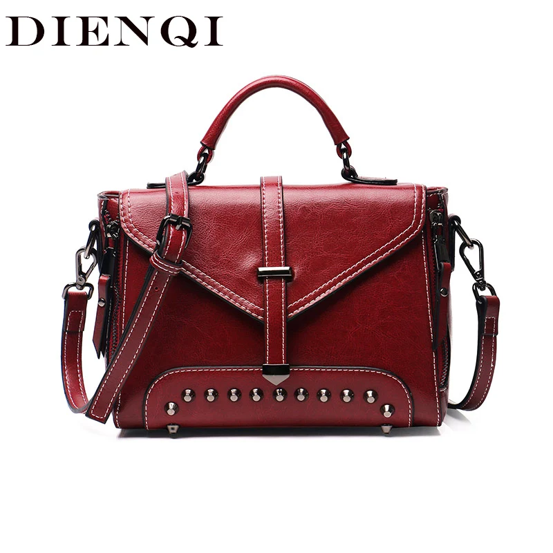 DIQNQI Rivet Genuine Leather Crossbody Bag for Women 2018 Vintage Style Small Satchels Messenger Bag Ladies Fashion Handbag Red
DIQNQI Rivet Genuine Leather Crossbody Bag for Women 2018 Vintage Style Small Satchels Messenger Bag Ladies Fashion Handbag Red