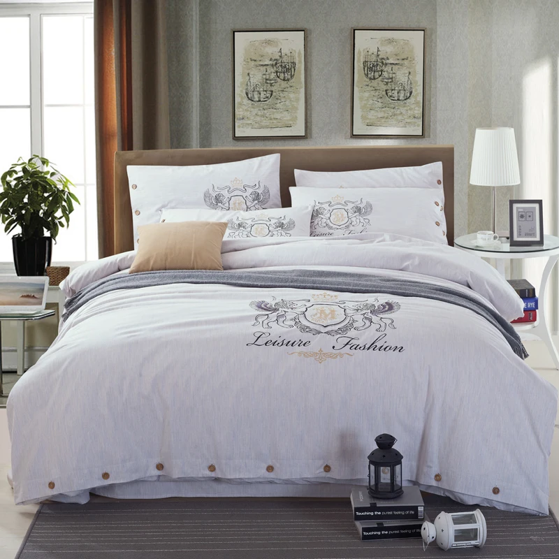 Washed cotton soft fabric embroidered beddding set white grey 4pcs king queen size hotel bedsheet set duvet cover pillow 36
Washed cotton soft fabric embroidered beddding set white grey 4pcs king queen size hotel bedsheet set duvet cover pillow 36