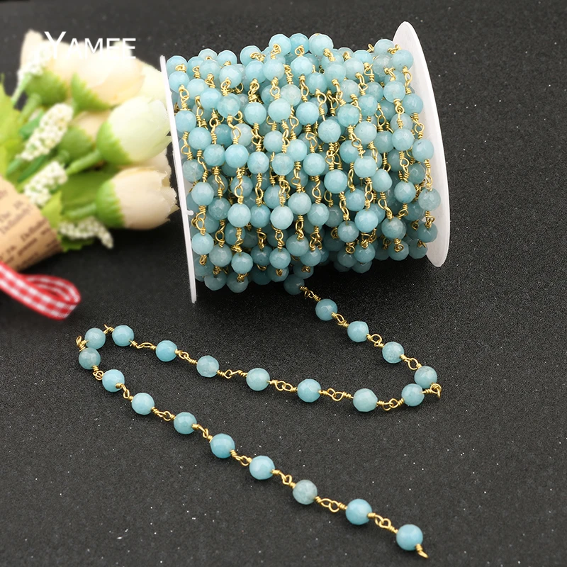 5Meter Sea Blue Optimized Aquamarine Faceted Beads Chain Rosary Chains Copper Tone Wire Wrapped Necklace Fashion Bracelet Making
5Meter Sea Blue Optimized Aquamarine Faceted Beads Chain Rosary Chains Copper Tone Wire Wrapped Necklace Fashion Bracelet Making
